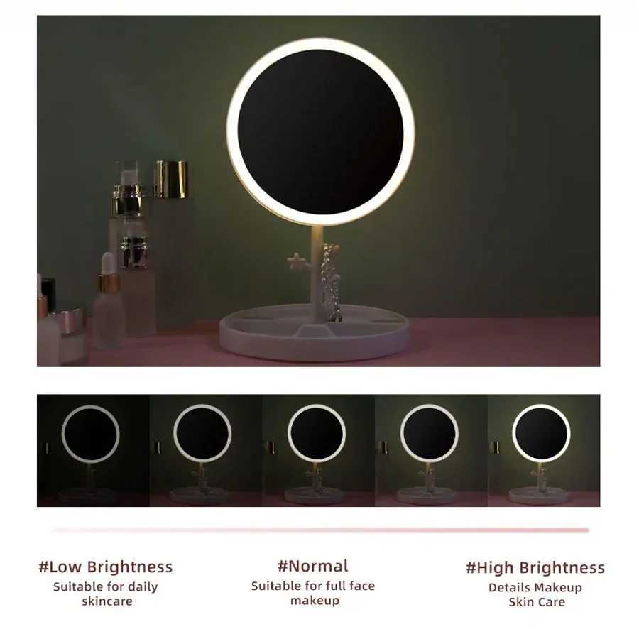 LED Makeup Mirror with Lamp Tabletype Internet Celebrity Filling Light Mirror Ins Style Dormitory Desktop Portable Vanity Mirror Y240819
