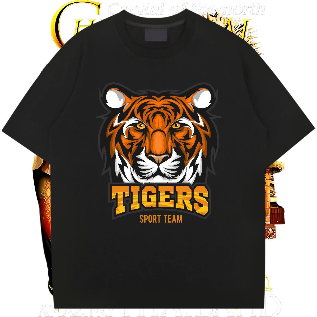 Unisex T-Shirts for Men tiger O-Neck Short Sleeve Casual Daily Wear Customized Print 230g Pure Cotton Men Clothes T-Shirt Classic Tees
