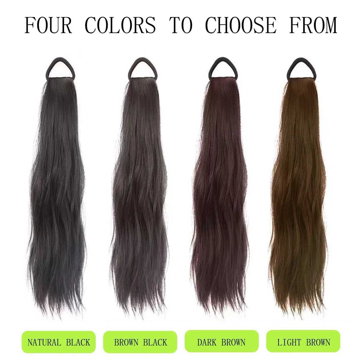 Synthetic rubber with ponytail cute woman black slightly curled ponytail extension heat-resistant wig W240817
