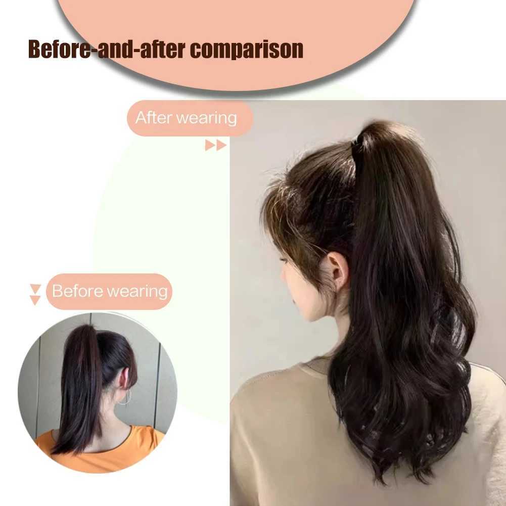 45CM synthetic long curly hair claw clip ponytail hair extension fake hair fluffy hair can be woven W240817
