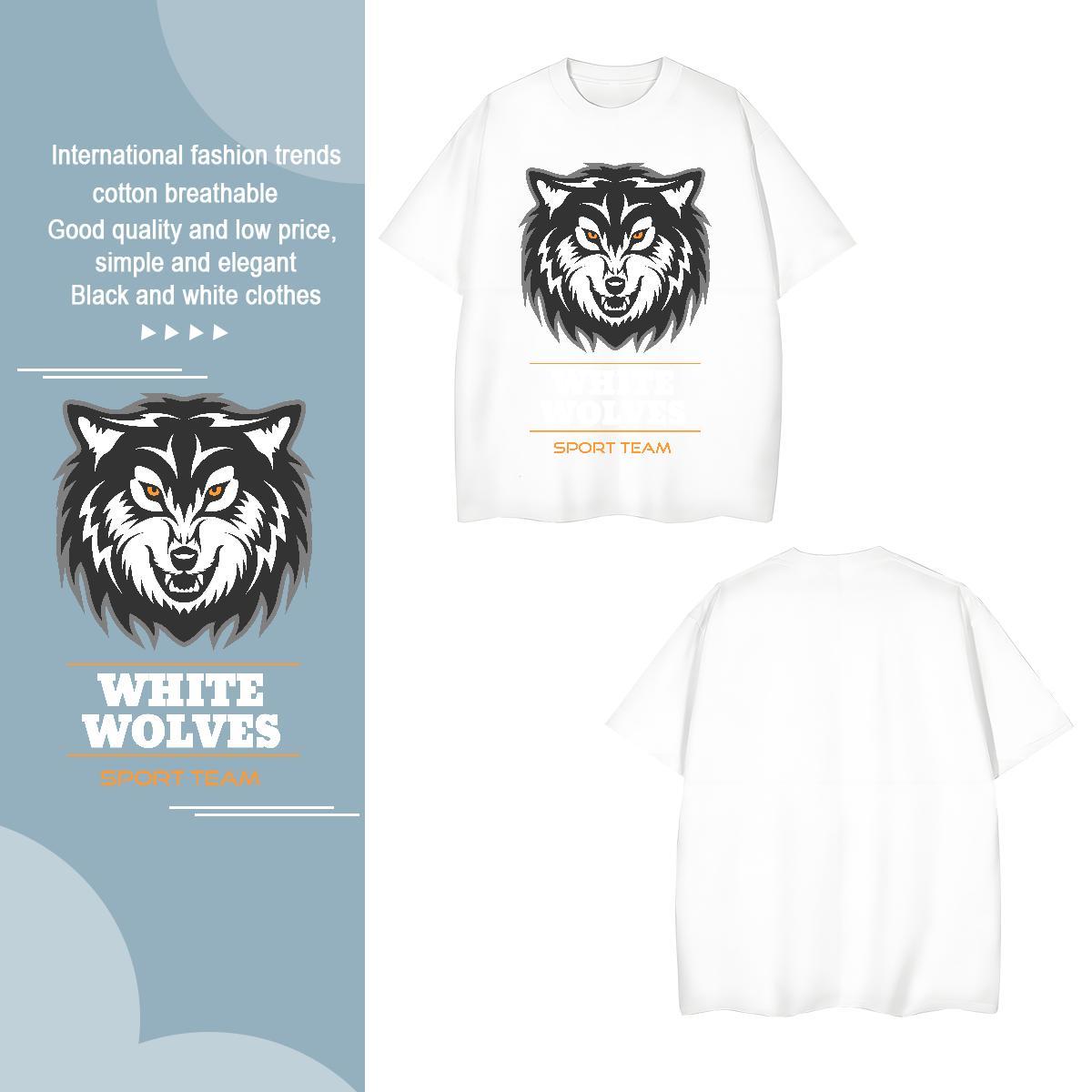 Loose Fit Men T Shirts wolf Breathable Short Sleeve Home Outdoor DIY Anime 100% Cotton 230g Tshirt for Man Woman Designer Clothes