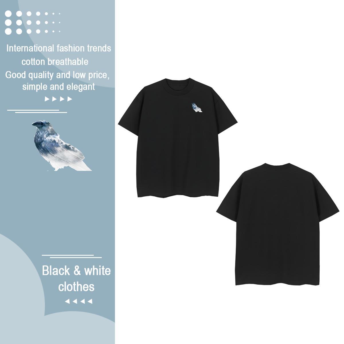 New Arrival Couples T Shirts bird Hip Hop 230g Cotton Top Tees Breathable Crew Neck Free Shipping Mens T Shirts Oversized 3XL 4XL