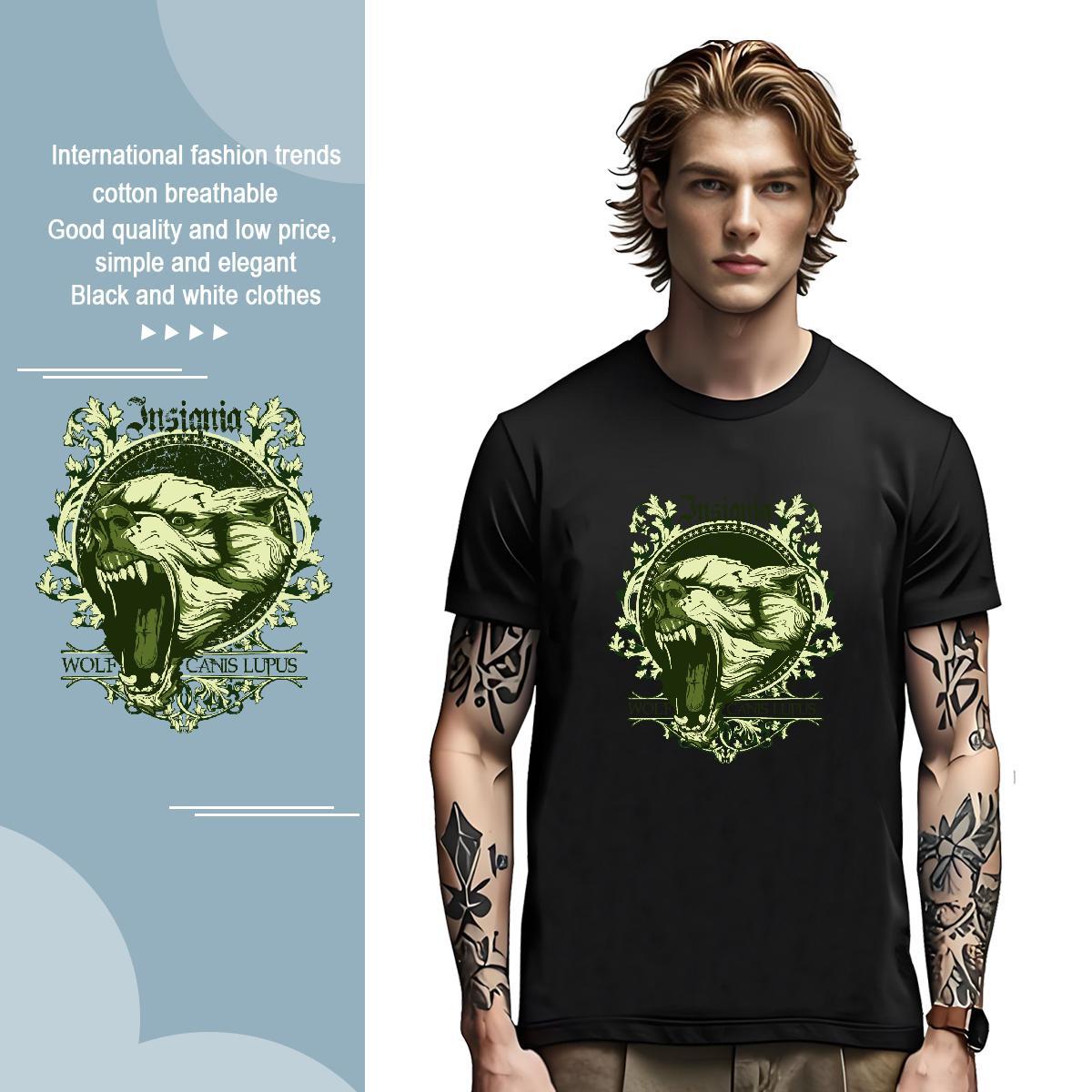 Designer T Shirts Men lion Breathable Summer Casual Asian Size 230g Cotton Tshirts 2024 DIY Top Tees