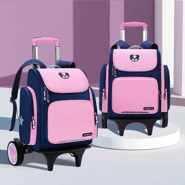 High capacity Student School bag Rolling Backpack kids Trolley bag school backpack wheeled bag Children Trolley backpack wheels Y240820