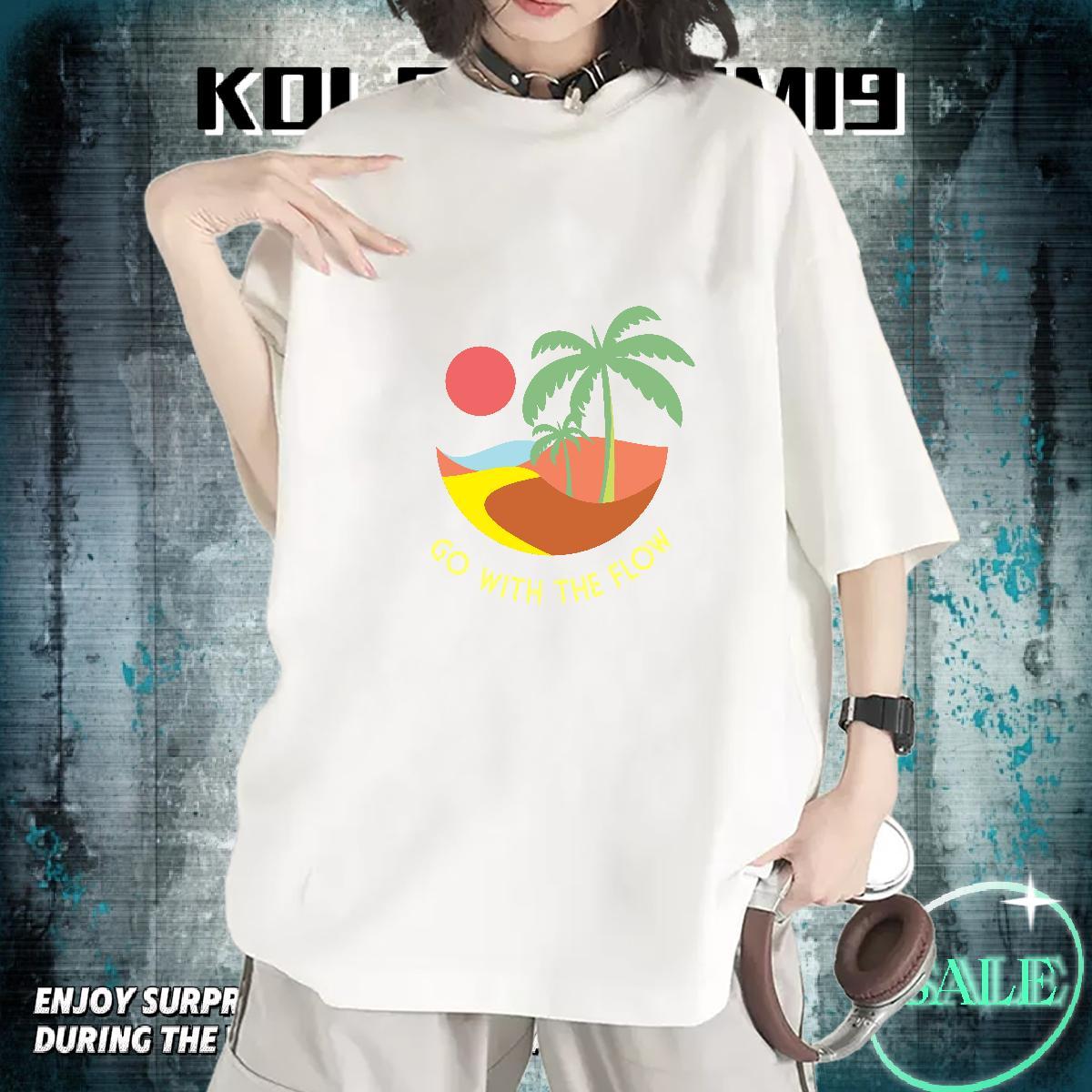 New Arrival Womens Tshirts Outdoor Short sleeve Soft Wear Nice 230g Pure Cotton sea Oversized Woman T Shirts