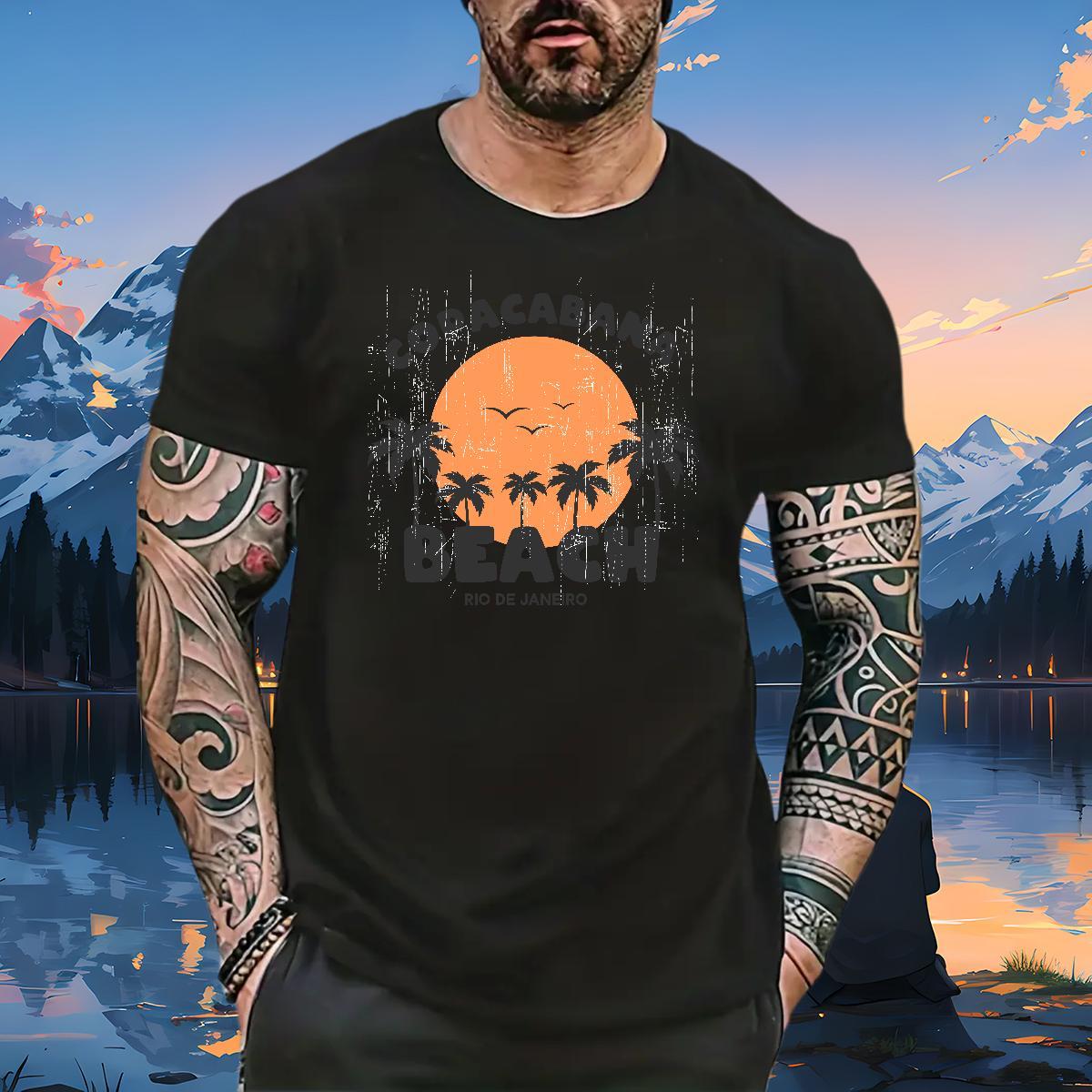 Designer beach 230g Pure Cotton Men Tshirts Home Outdoor Crew Neck Breathable T-Shirts for Men Fashion Casual Black White Top Tees
