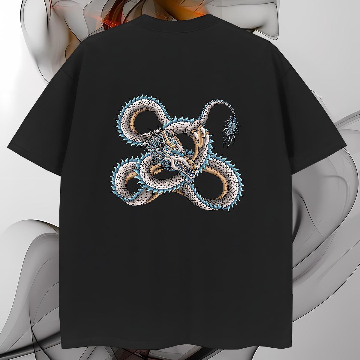 T Shirt For Man 230g Pure Cotton dragon Street wear Hip Hop Breathable Crew Neck Plus Size Custom Men Clothes T-Shirt Brand Cool Design Tops