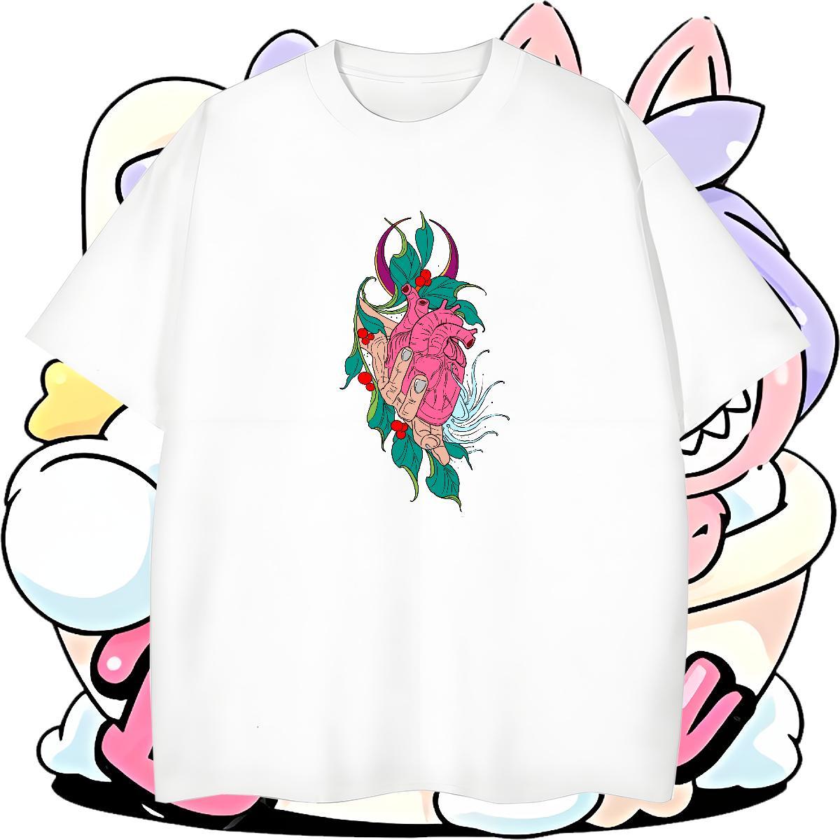Popular Couples T Shirts Street 230g 100% Cotton Asian Size Breathable Short Sleeve flower Man T Shirts Wholesale Polos