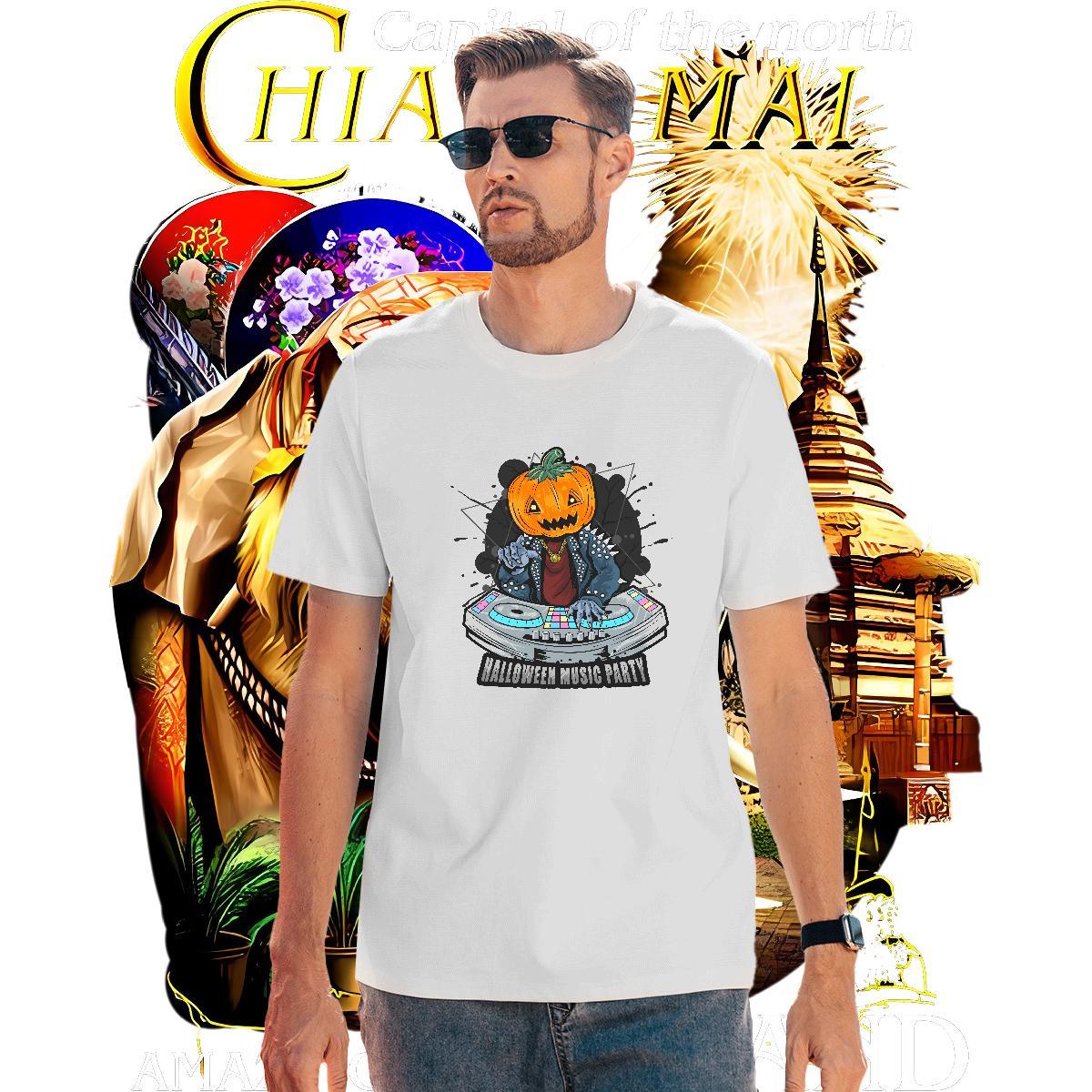 Loose Men T Shirts halloween Breathable Crew Neck Street Wear Custom Anime 230g Cotton Tshirts New Tees