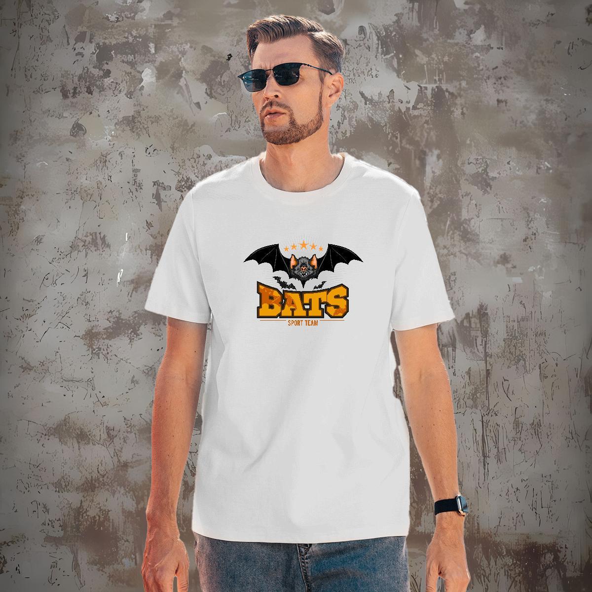 Free Shipping Men Tshirts bat Casual 100% Cotton 230g Tees Breathable Short Sleeve Wholesale Mens T Shirts Customized Print