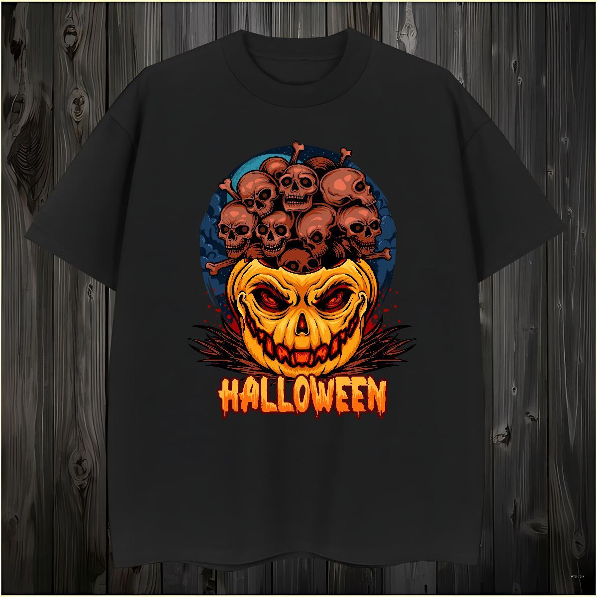 Free Shipping Men Tshirts halloween Sports Casual 230g Cotton Top Tees Breathable Soft T-Shirts for Men Floral Print