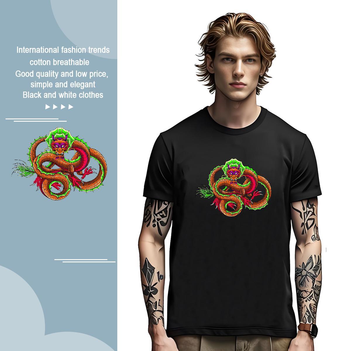 T Shirt For Man 230g Pure Cotton ferocity Daily Wear Short Sleeve O-Neck Custom Print Plus Size Tshirts New High Quality Tops