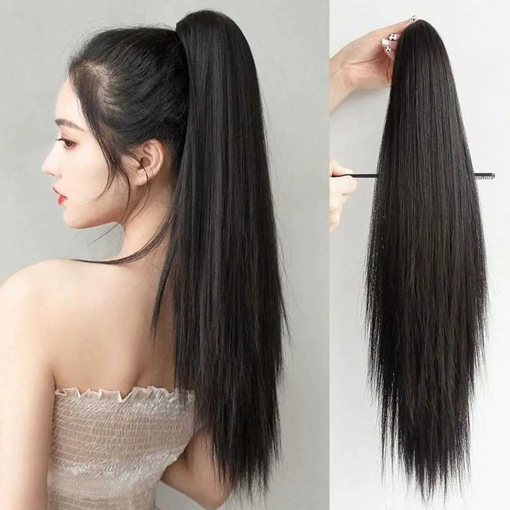 Long straight ponytail wig 45cm/55cm straight high ponytail long straight black brown long hair ponytail W240817