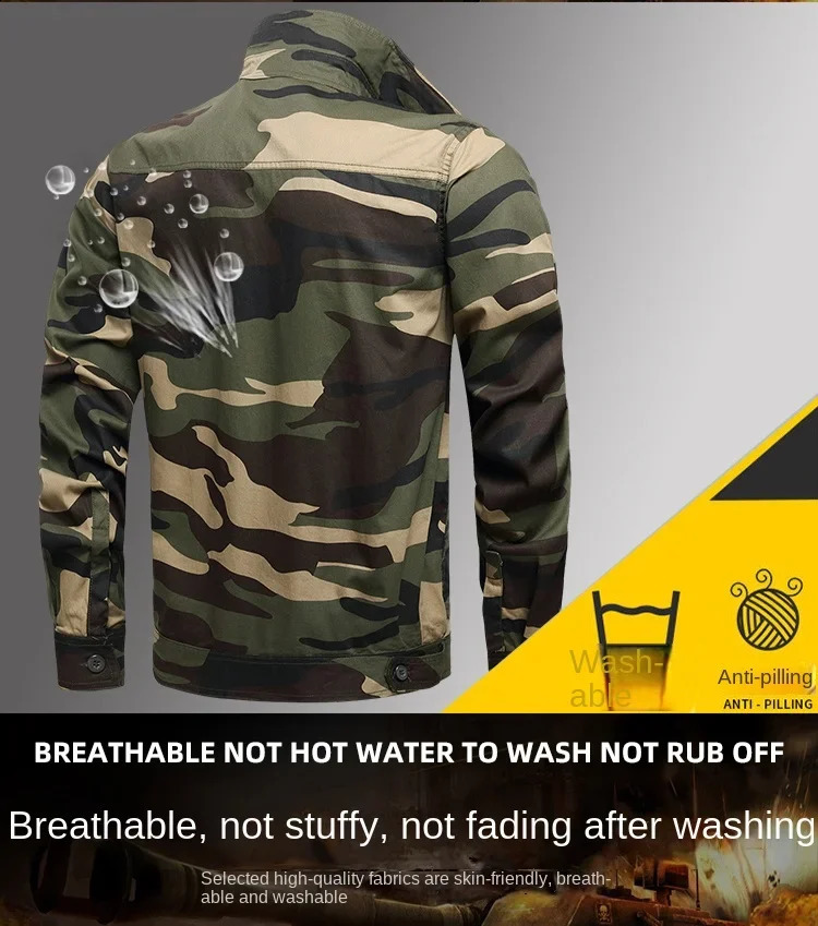 Summer Camouflage Suit Mens Thin Hunting Shirts Jacket and Cargo Trousers Tactical Working Cotton Breathable Multi-Pocket Suit 240819