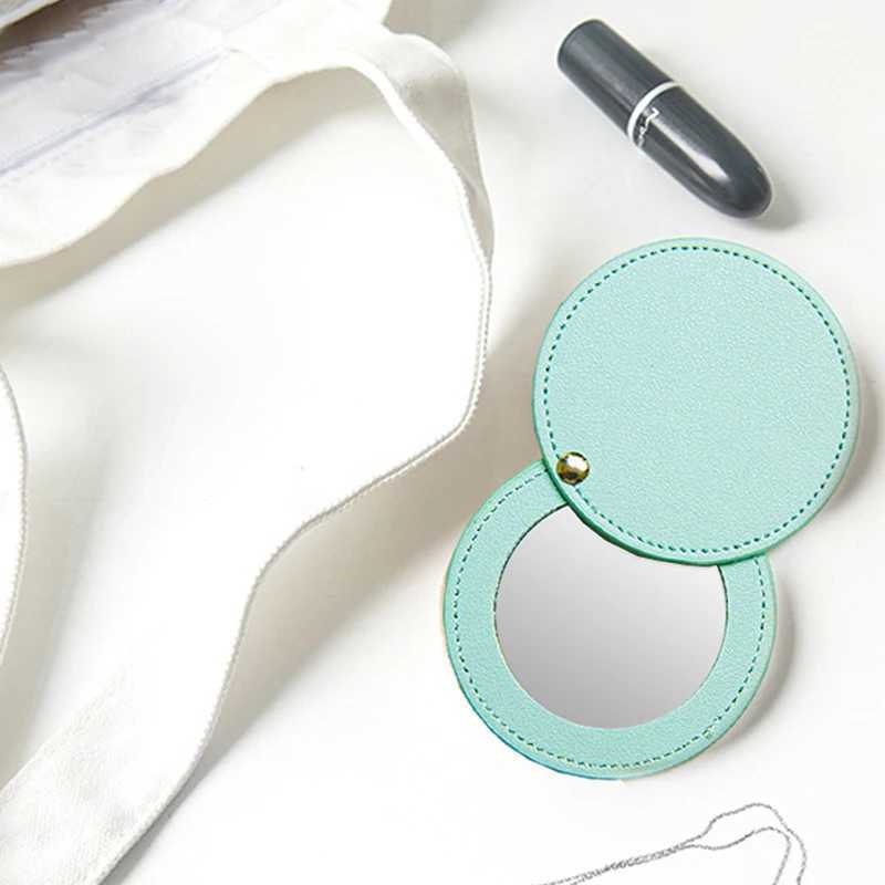 1PC Portable Mini Stainless Steel Makeup Pocket Mirror Round Shape Cosmetic Folding Pocket Compact Mirrors Y240819