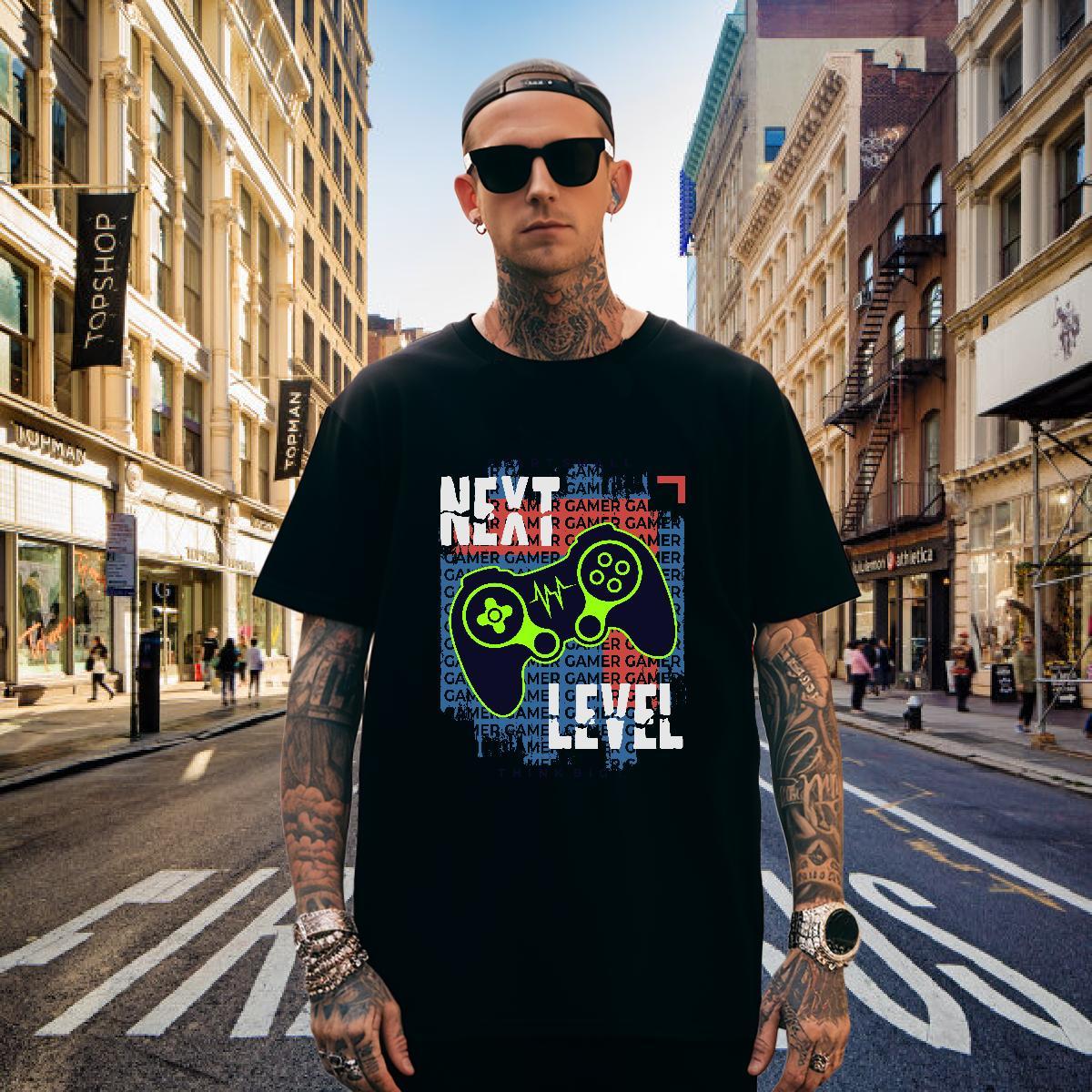 T-Shirts for Men 100% Cotton 230g game Street wear Hip Hop Short Sleeve Soft Oversized 4XL Mens Tshirts Stylist TOP Quality Tops Shirt