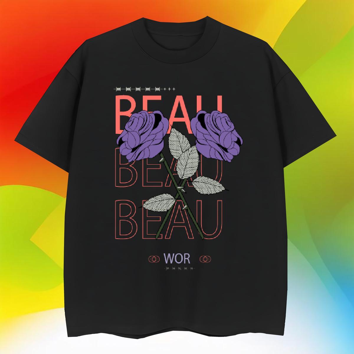TOP Quality Mens Tshirts Beach 230g Cotton Graphic O Neck Short Sleeves flower Men T Shirts New Designer Tees