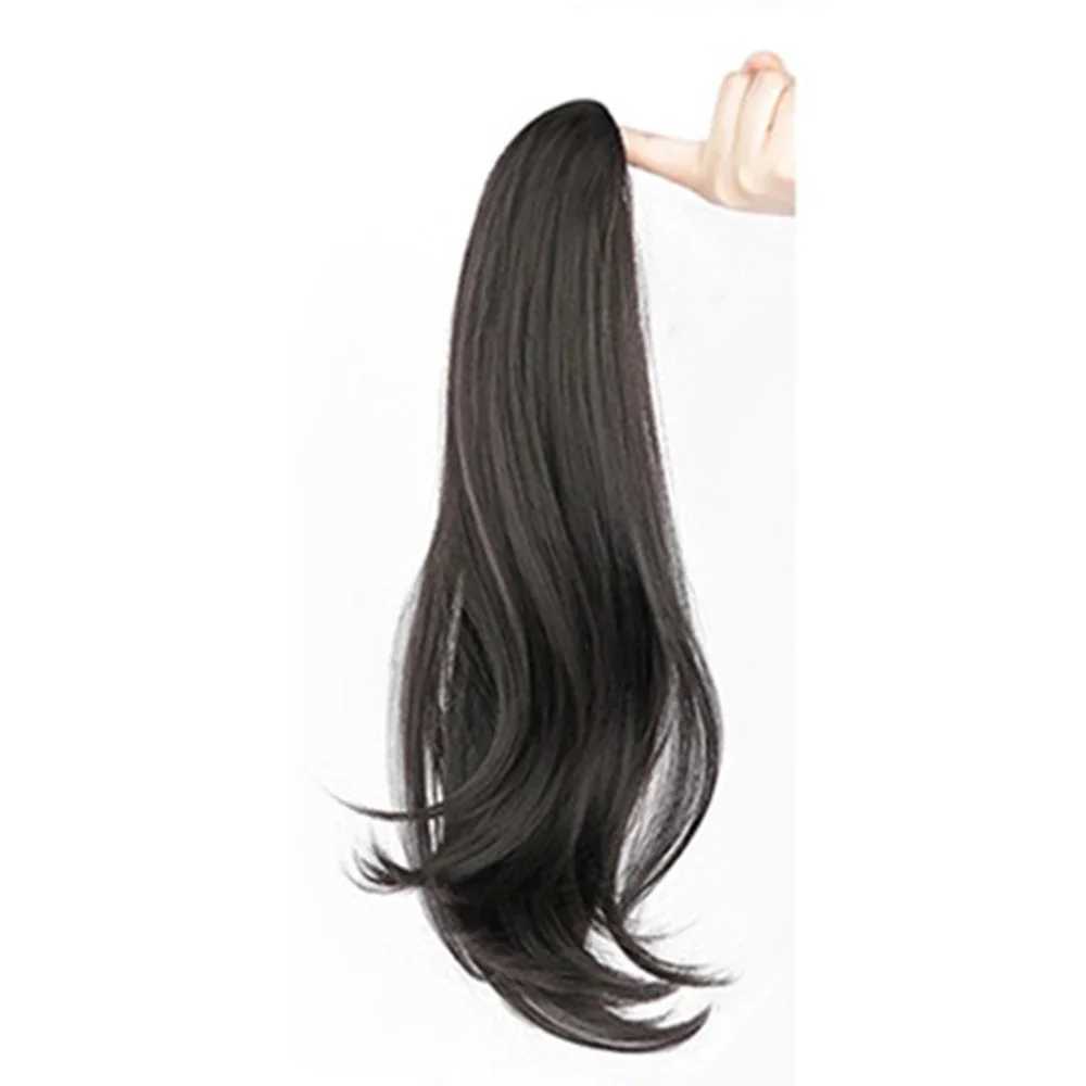 Fashionable and elegant 45cm natural fluffy curly twisted braided high ponytail grab clip wig spicy girl boxing long wave fake ponytail extension W240