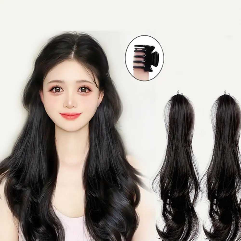 1 piece of simulated Lop eared rabbit long curly fluffy brain ponytail grab clip on Wig hair extension 45cm W240817