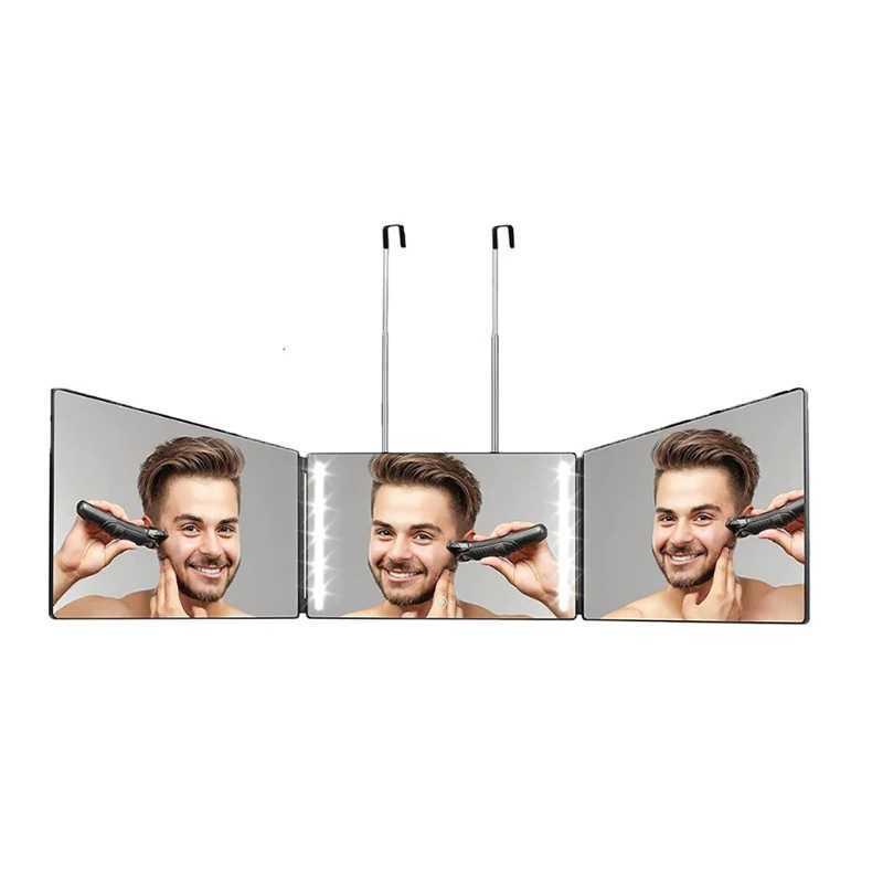 Makeup Mirror Trifold Foldable 360 Degree Bathroom Rear View Height Adjustable Cutting Styling Shaving Cosmetic Haircut Tools Y240819