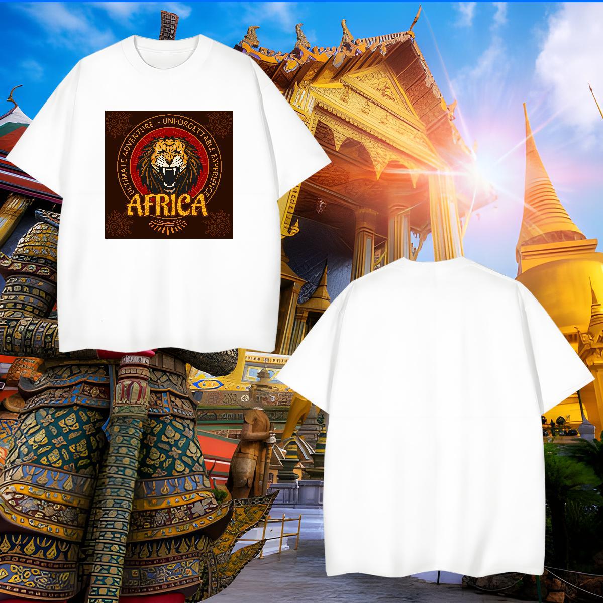 Classic Mens T Shirts lion O Neck Short Sleeves Home Outdoor White Plus Size 230g Pure Cotton Men Clothes T-Shirt Fashion Design Tops