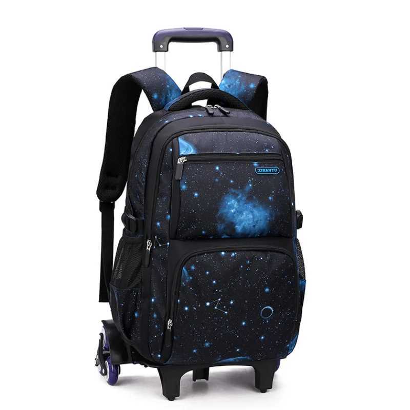 elementary school bag with trolley stair climbing cart rolling school backpack with wheels boys book bag student stationery bag Y240820