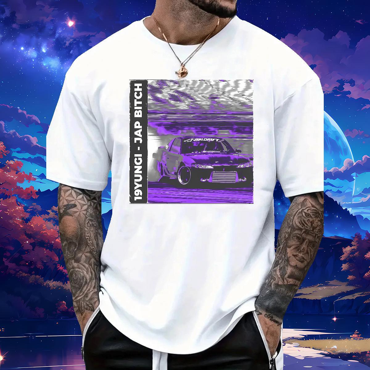 Popular car 230g Cotton Men Tops Tees Home Outdoor Short Sleeve O-Neck Man T Shirts Classic Casual Custom Big Size Wear
