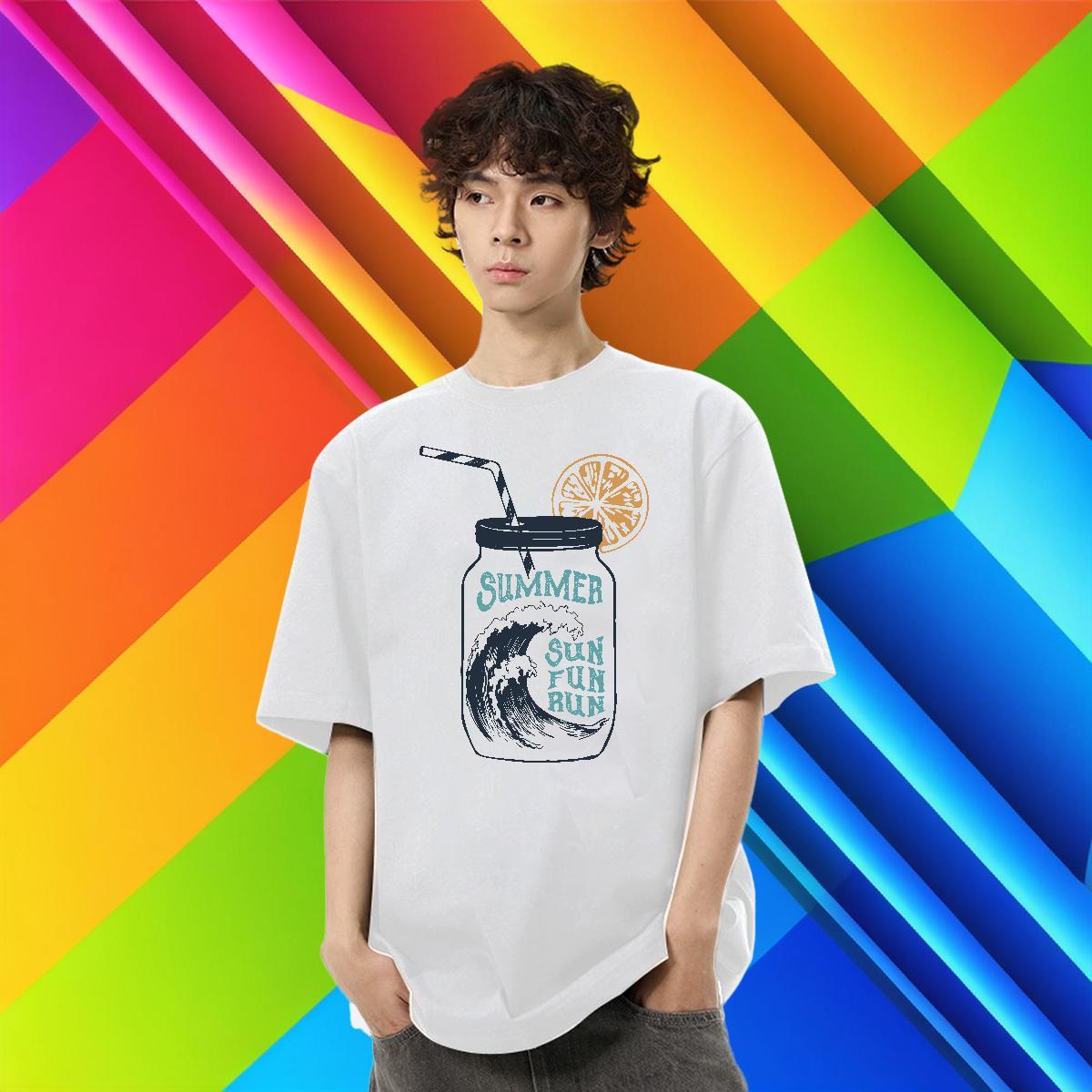 Comfortable Tshirt for Man Woman Casual Daily Wear 230g Pure Cotton Oversized Breathable Short Sleeve sea wave T-Shirts for Men Casual New Tees
