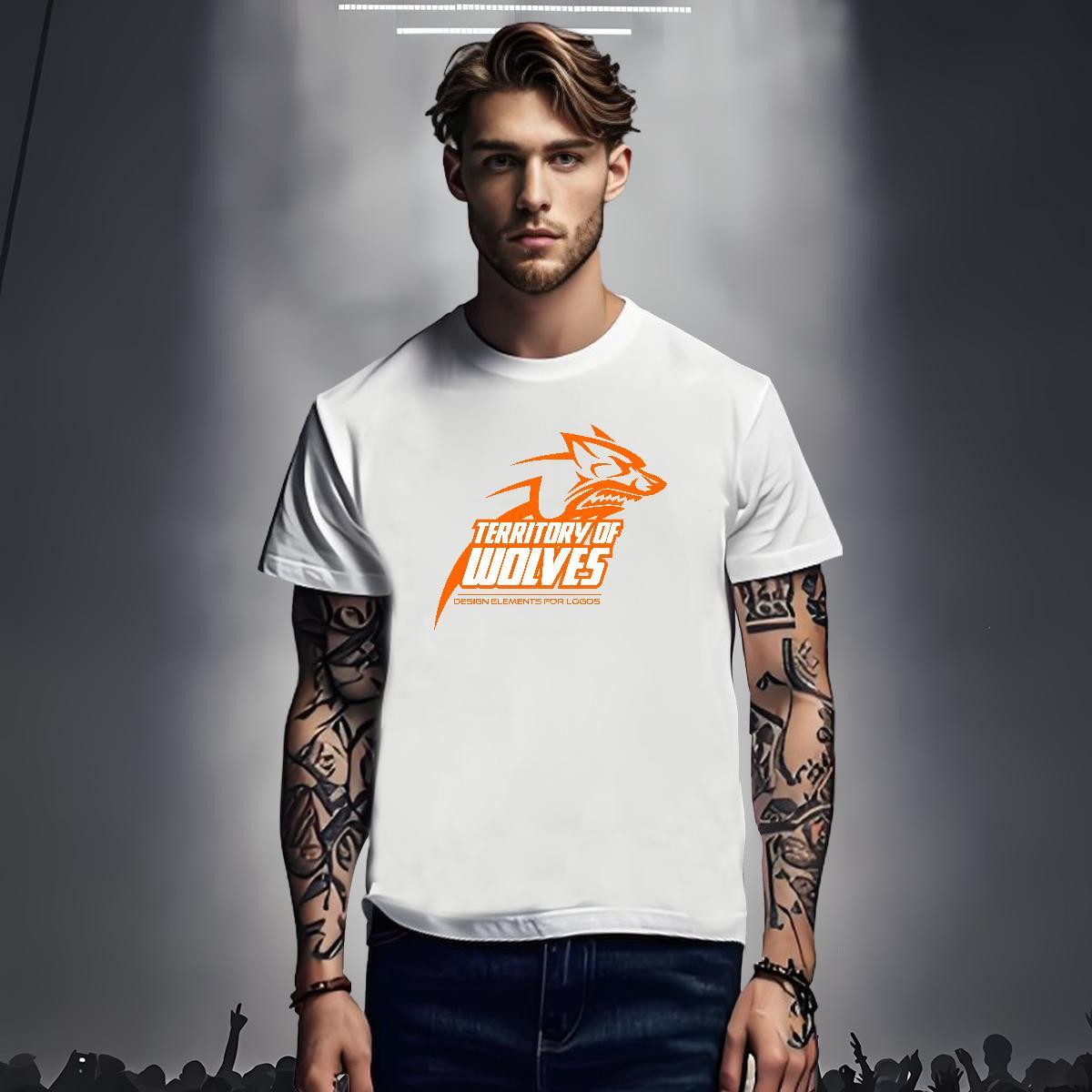 Man T Shirts 100% Cotton 230g wolf Sports Casual Breathable Crew Neck Custom Big Size Men Tees Classic High Quality Tops