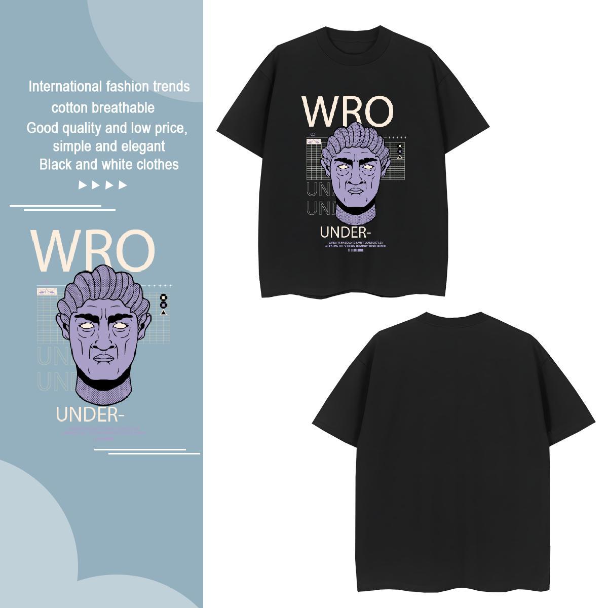 TOP Quality western style T Shirts Men Casual Mens Tshirts 230g Cotton Wholesale Crew Neck DIY Printed Tops Shirt