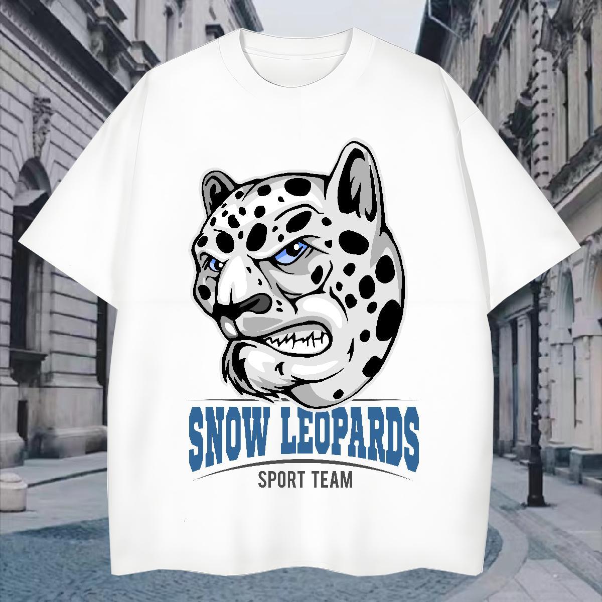 Loose Fit T Shirt For Man leopard Breathable Crew Neck Sport Custom Big Size 230g Pure Cotton Men Clothes T-Shirt Fashion Casual Tops Shirt