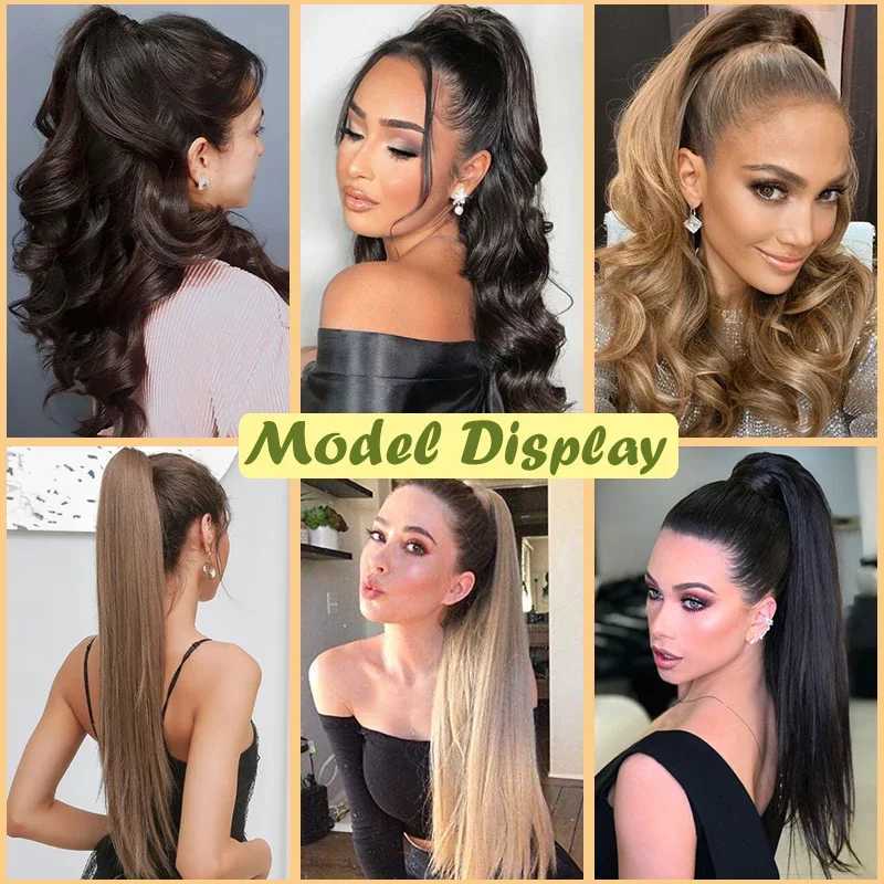 24 inch synthetic wig ponytail long claws curly waves natural cutting machine specially made for womens daily parties W240817