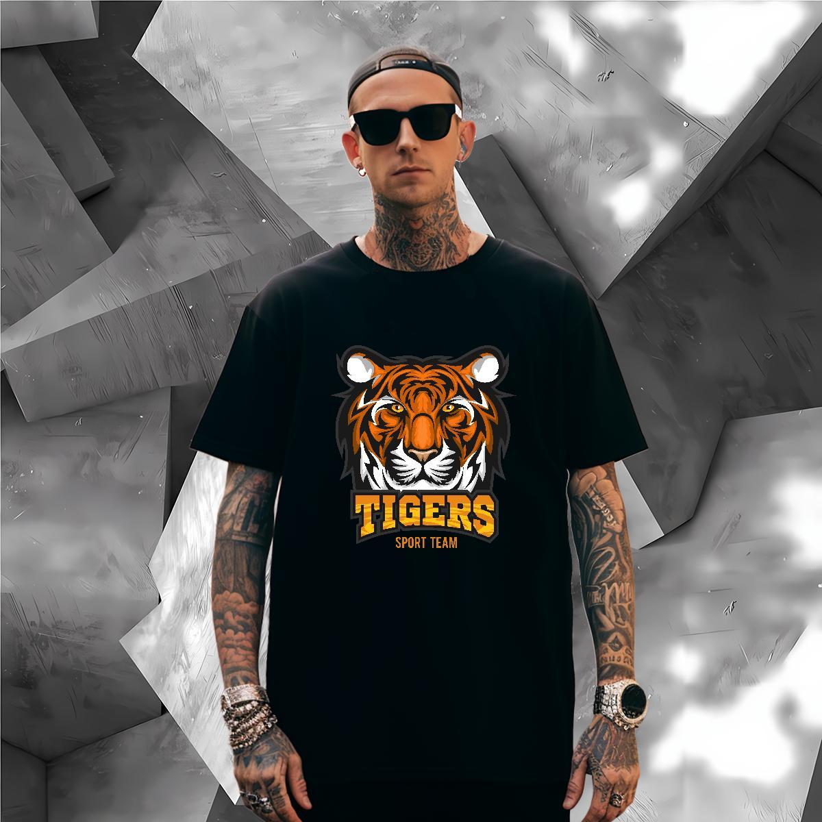 TOP Quality T-Shirts tiger Breathable Crew Neck Hip Hop Customized 230g Pure Cotton Couples T Shirts 2024 Tops