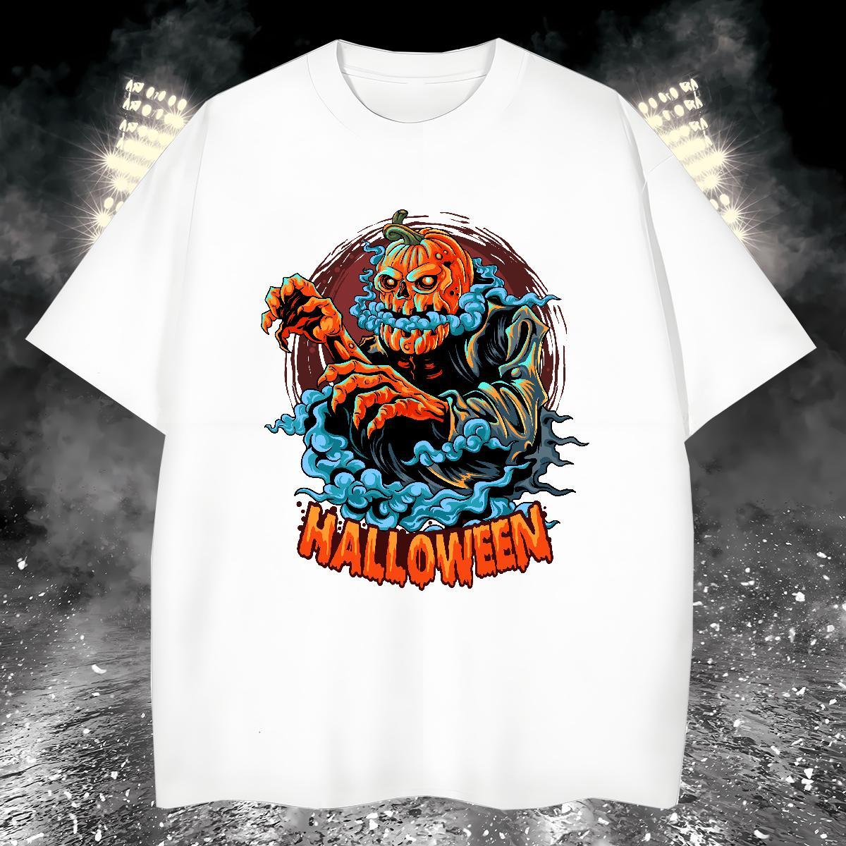 Soft T Shirts Men halloween Breathable Crew Neck Anime Printing Street Customized Print 100% Cotton 230g Men Tees DIY Wear