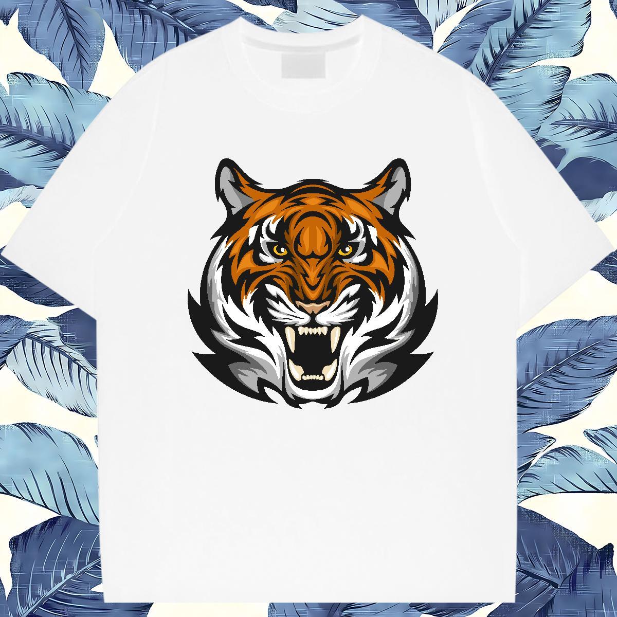 Loose Man T Shirts tiger Pure Cotton Street Custom Anime 100% Cotton 230g Couples T Shirts Classic Casual Clothings