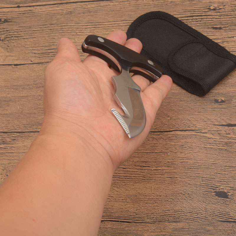 Top Quality New Fixed Wood handle Push knife 440C 58HRC Satin Blade EDC Pocket Knives with Bottle Opener and Nylon Sheath Package