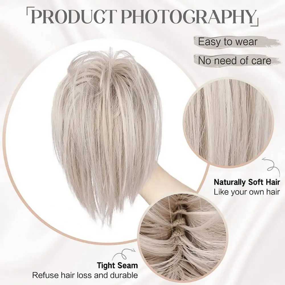 Messy Bun wig claw clip natural silk high-temperature fiber hair extension womens short ponytail artificial hair W240817