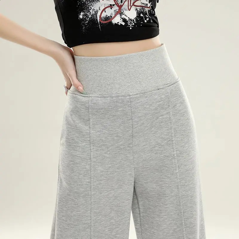 Deeptown Baggy Y2k Grey Sweatpants Woman Casual Vintage Korean Fashion Wide Leg Pants Sports High Waist Basic Loose Trousers 240820