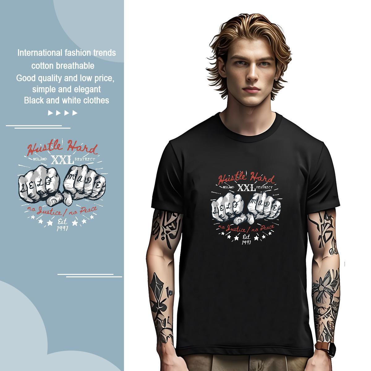 Man T Shirts 230g Cotton hand- Beach Breathable Short Sleeve Oversized 4XL Tshirt for Man Woman 2024 Loose Tshirts
