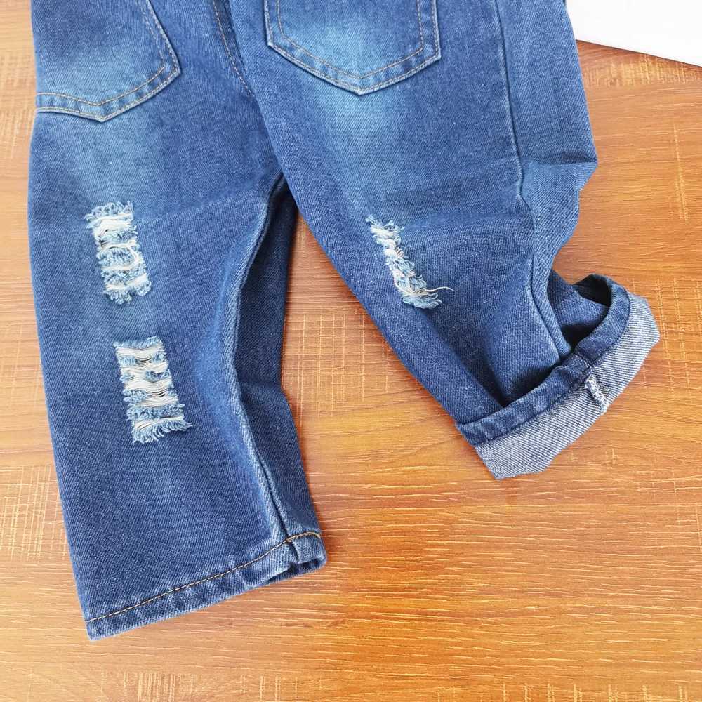 IENENS toddler boys jumpsuit denim covering Dungarees baby girls hole jeans pants clothing set suitable for 0-4 years old W240806