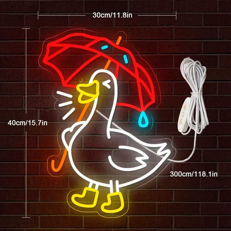 Cute Umbrella Duck LED Neon Lighted Sign Acrylic Neon Sign USB Dimmer Switch For Home Kids Bedroom Gaming Room Wall Art Decor Y240817