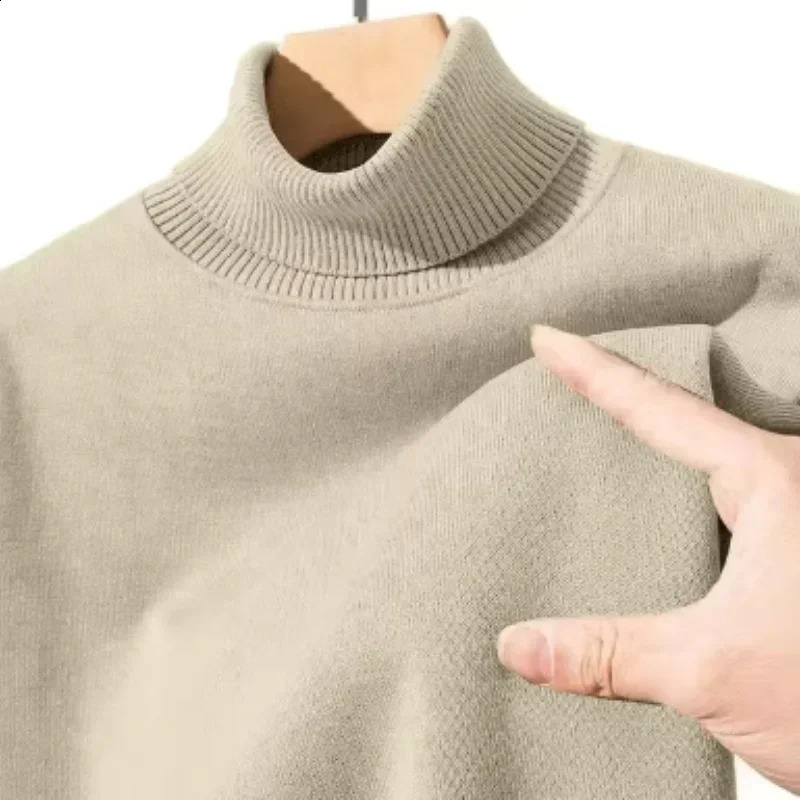Mens autumn and winter casual high neck long sleeved street sweater solid color floral knitted 240819