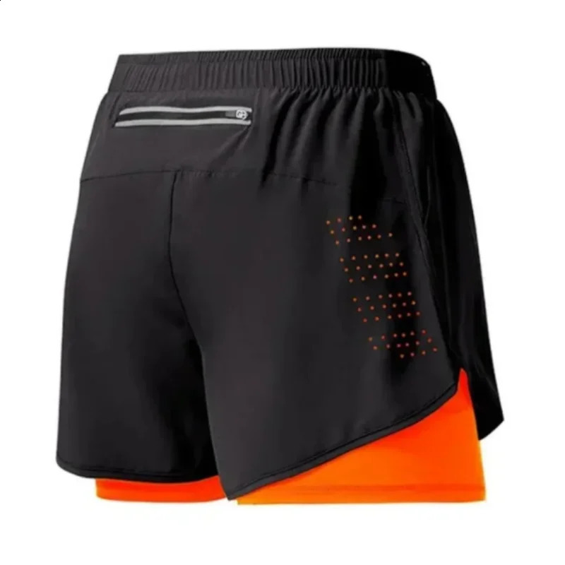 Mens fitness builtin pocket sports shorts summer 2in1 quick drying gym beach running doublelayer outdoor pants 240819