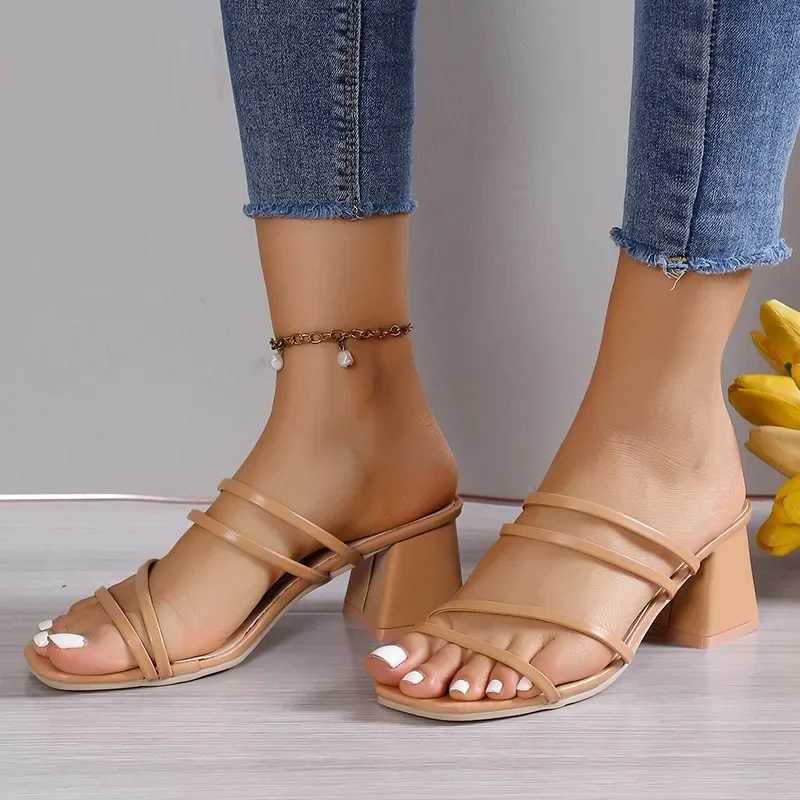 Women High Heel Sandals Summer Casual Female Shoes Woman Square Heel Open Toe Ankle Strap Ladies Sandalias Wedge Shoe 2022 New CL240806