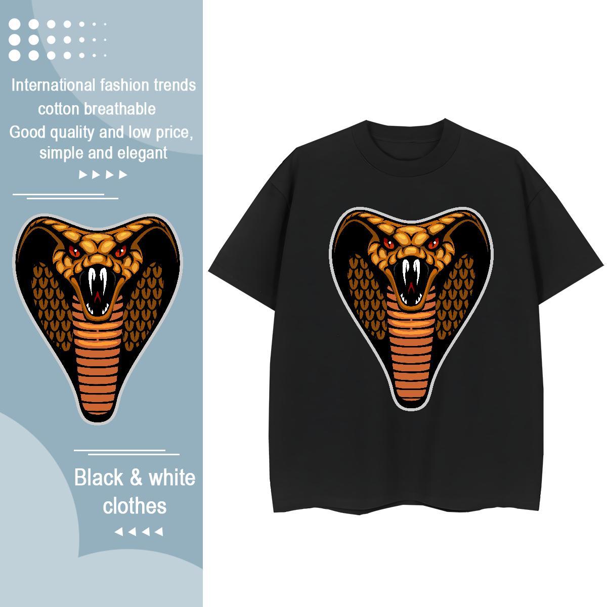 Loose Fit Men T Shirts cobra Short Sleeve Soft Casual Daily Wear Skull 230g Pure Cotton Mens Tshirts Casual New Tees