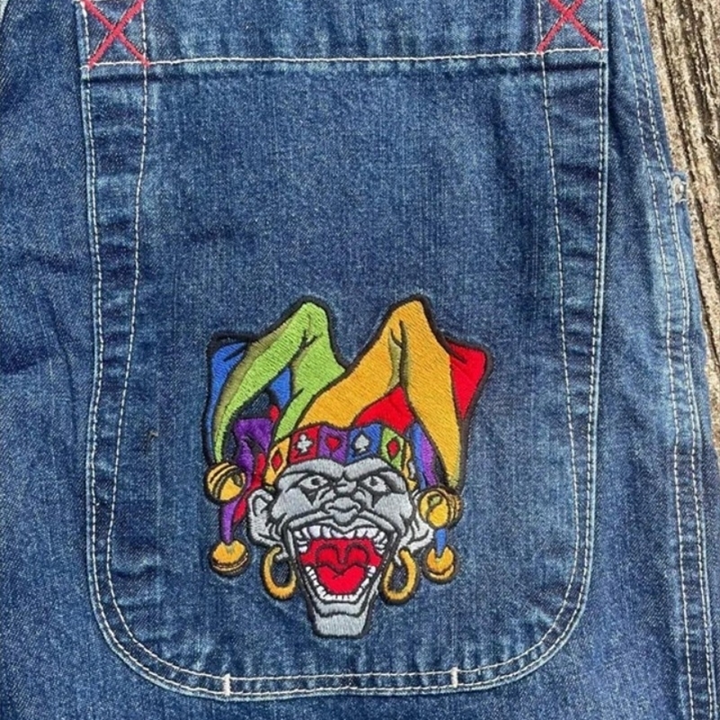 European And American Fashion Trends Clown Embroidered Jeans Men Y2k Street Hip Hop Punk Plus Size Casual Baggy Jeans Unisex 240819