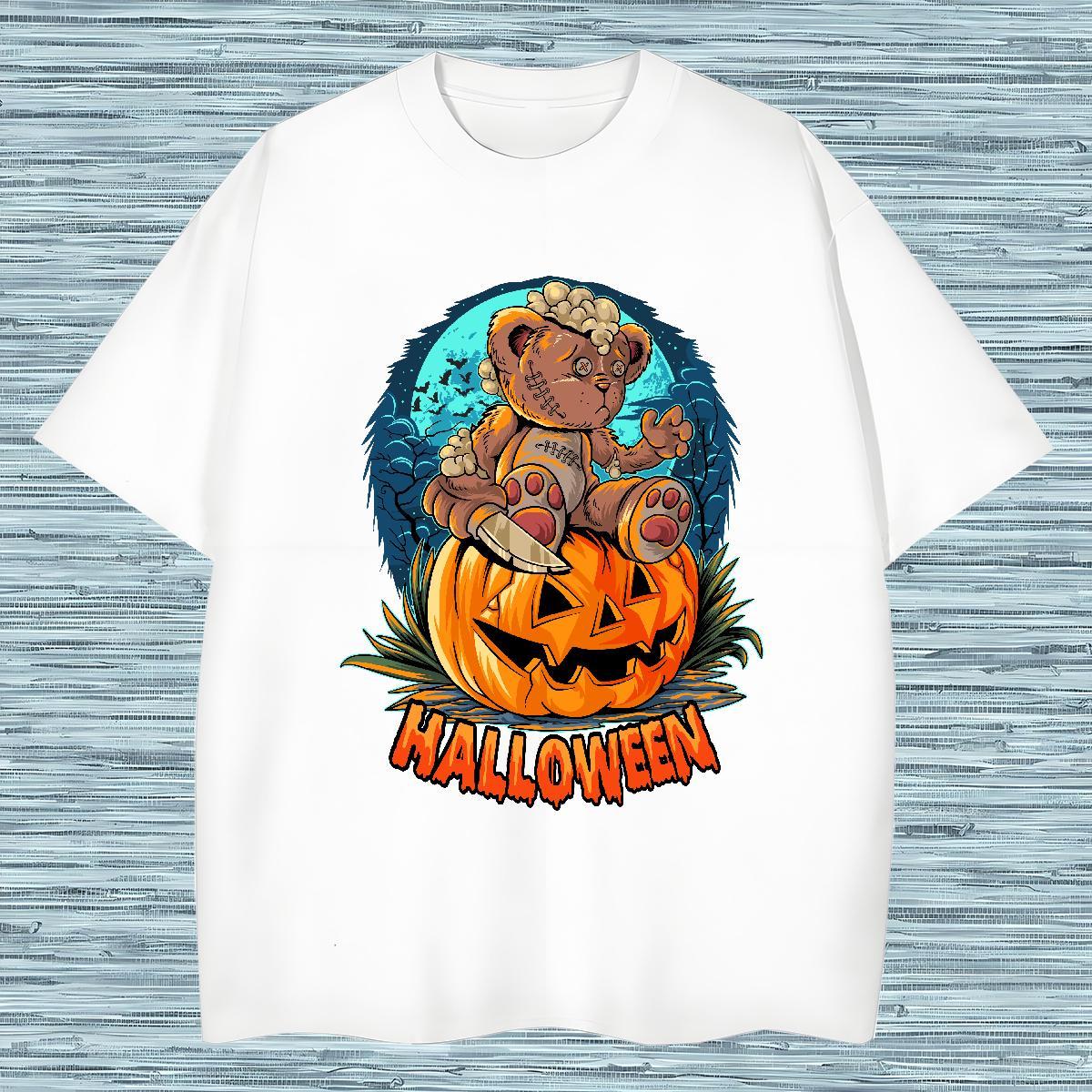 Soft Men T Shirts halloween O-Neck Short Sleeve Spring Summer Oversized 3XL 4XL 230g Pure Cotton Men Tshirts Customized Polos