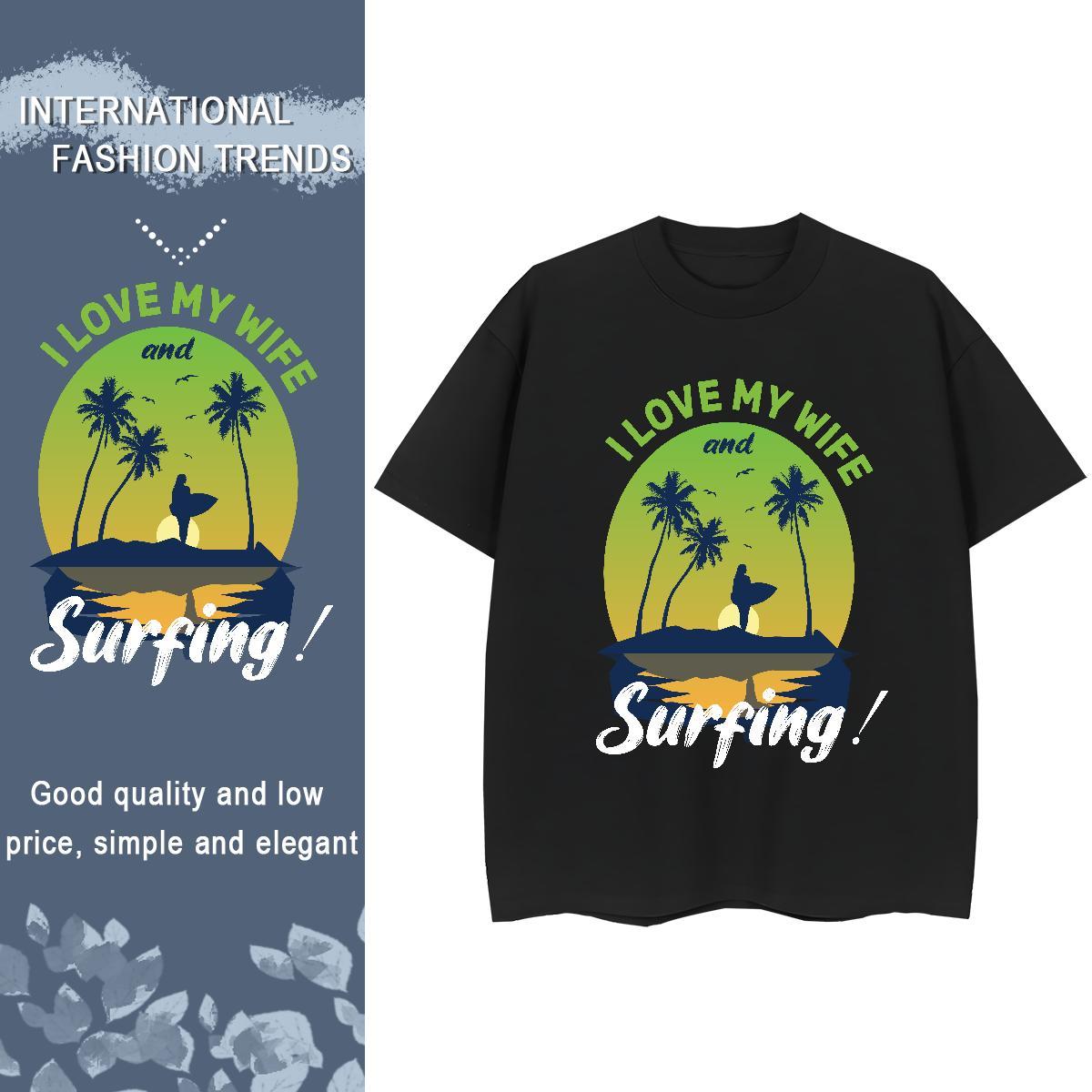 DIY Couples T Shirts Hip Hop Crew Neck Breathable Tees Lady 230g 100% Cotton sea Cartoon Printing L-4XL T shirt