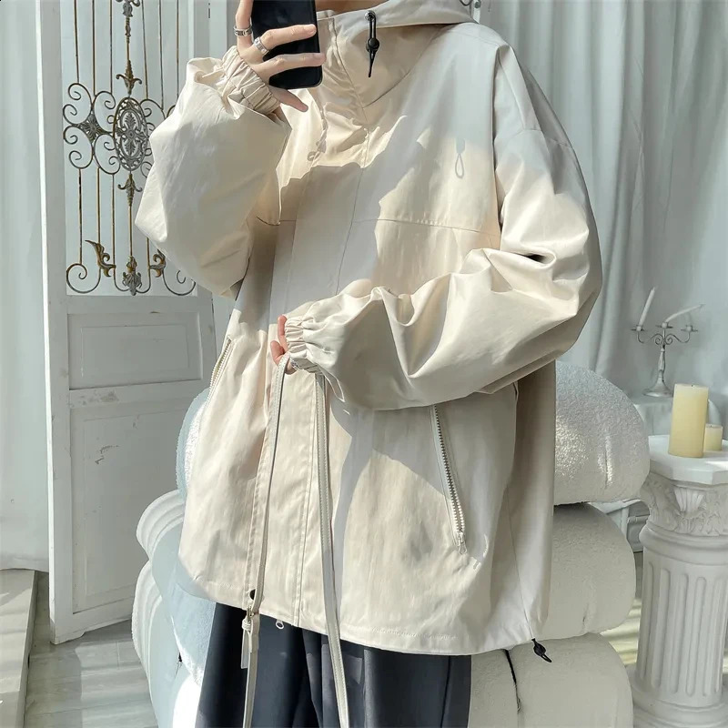 Mens bomber jacket mens windproof zipper spring and autumn loose cargo casual sportswear 240819