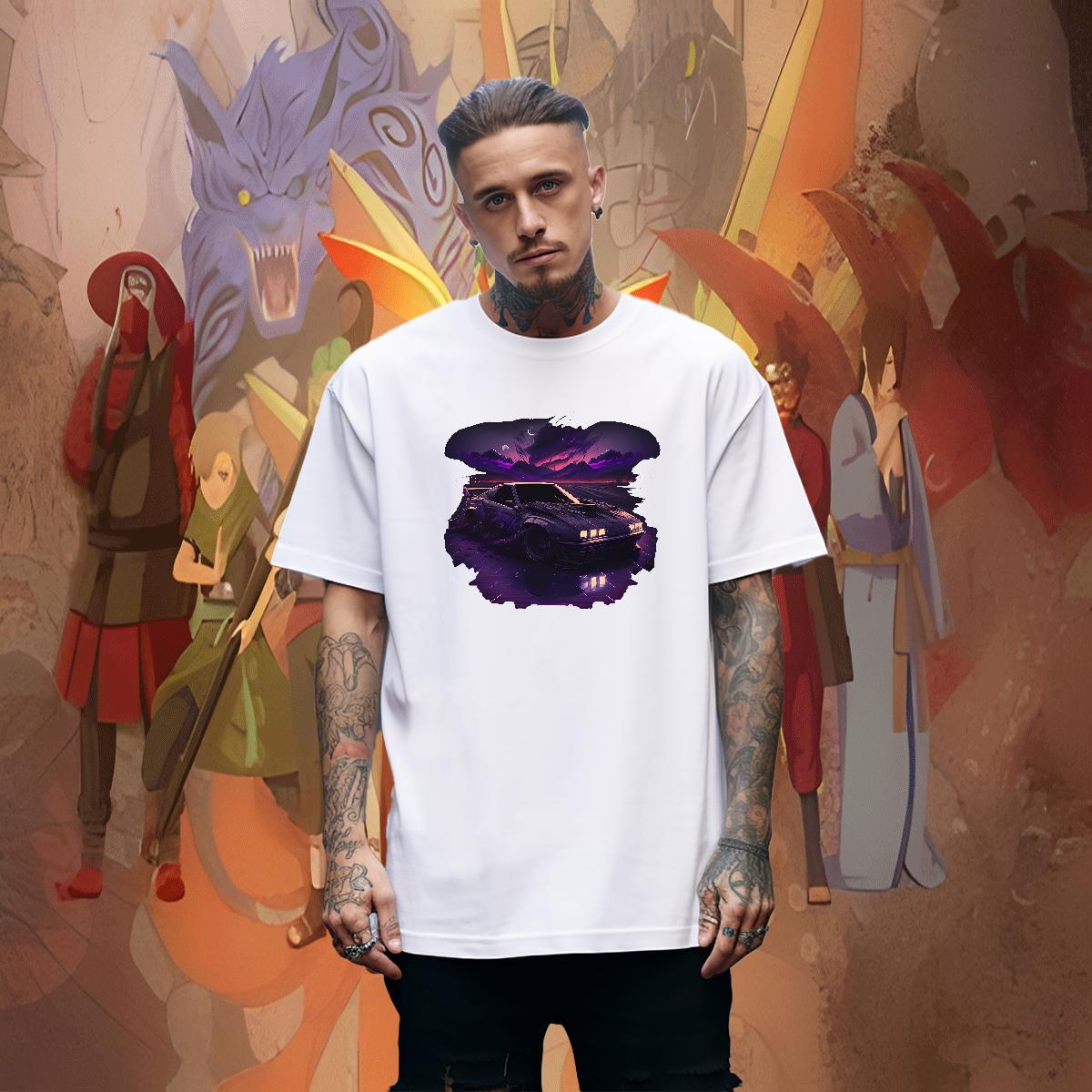 Classic Men Clothes T-Shirt Street Wear 230g Pure Cotton DIY Logo Oversized Short Sleeve Soft car Man T Shirts Fashion Casual Tee Shirt